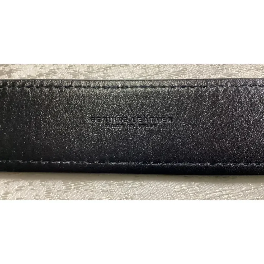 Vintage Brooks Brothers Leather Logo Textile Navy Belt size M women’s